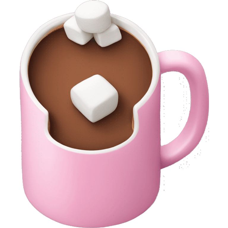 Pink mug with hot chocolate and marshmallows  emoji