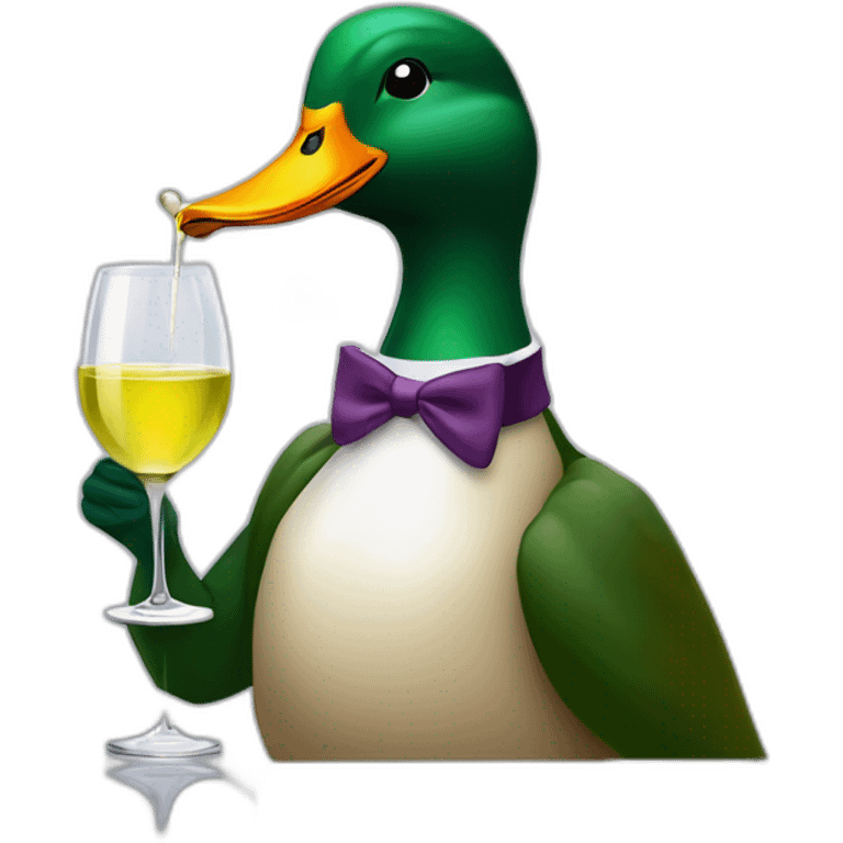 fancy mallard drinking a glas of white wine emoji