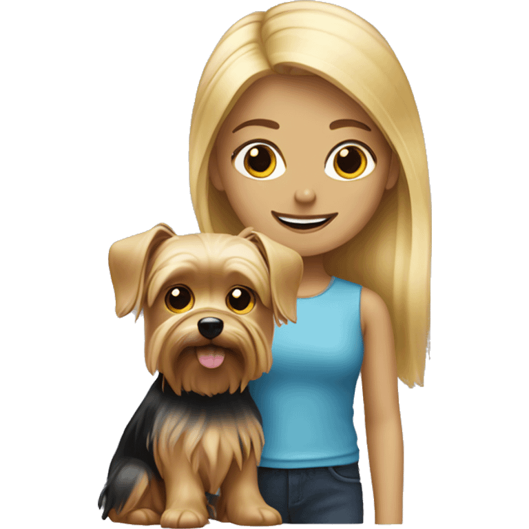 Blonde girl with Yorkshire terrier emoji