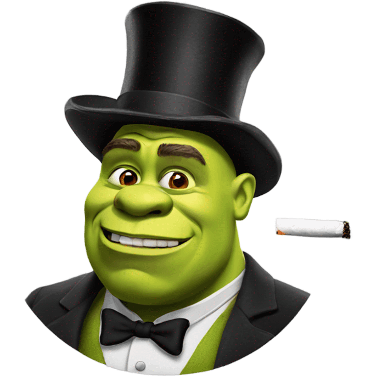 Shrek with top hat smoking emoji