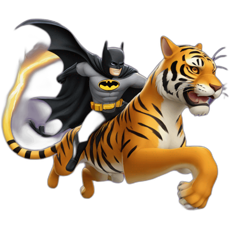 Batman riding on a tiger made of lightning emoji