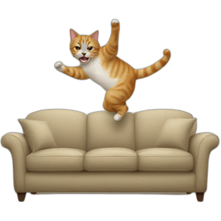 Cat fighting with a sofa emoji