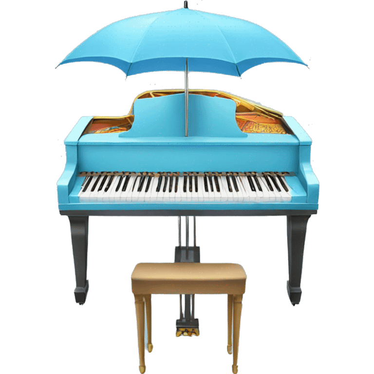 Umbrella over a light blue piano  emoji