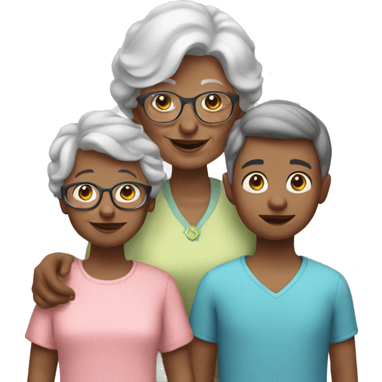 Grandma with a boy and girl emoji