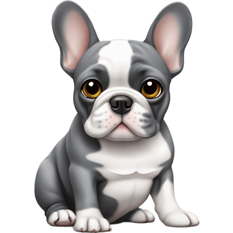 French bulldog that’s gray and white ￼ emoji