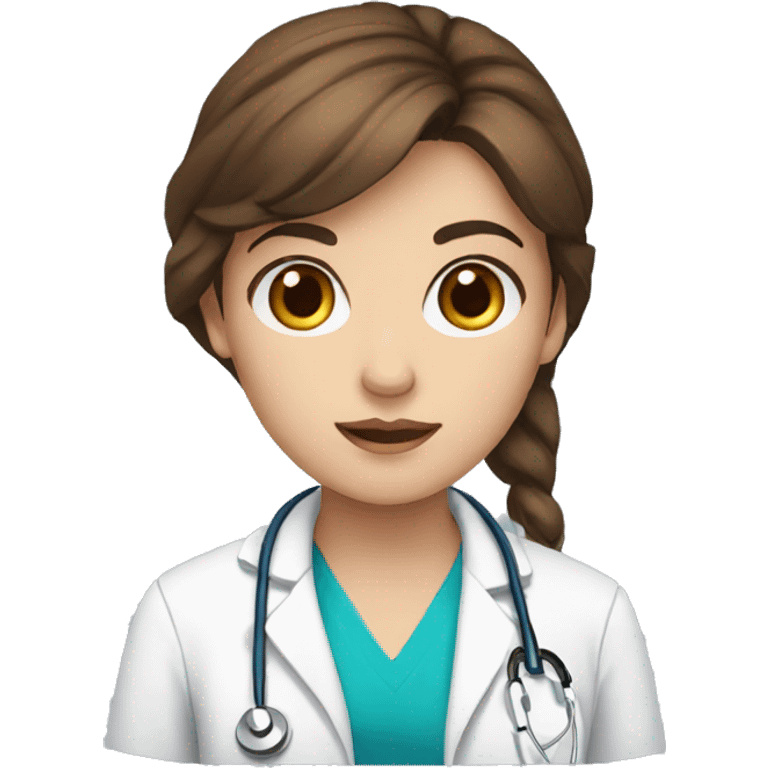 Brown hair girl with blue eyes doctor emoji