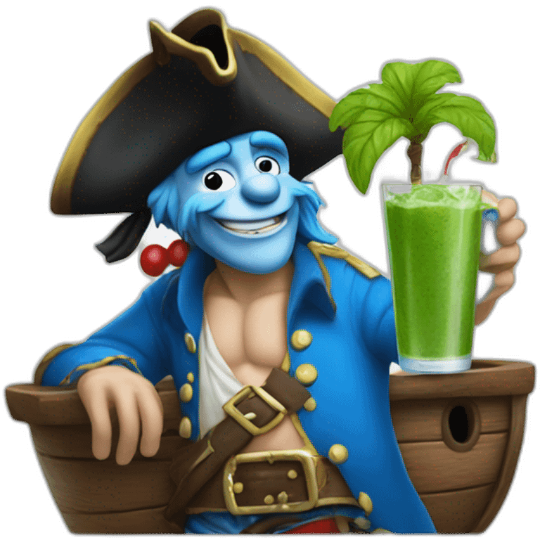 pirate Papa Smurf drinking mojito emoji