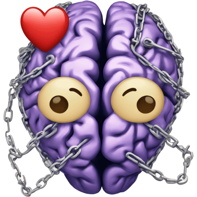 Brain bound with hearts in chains emoji