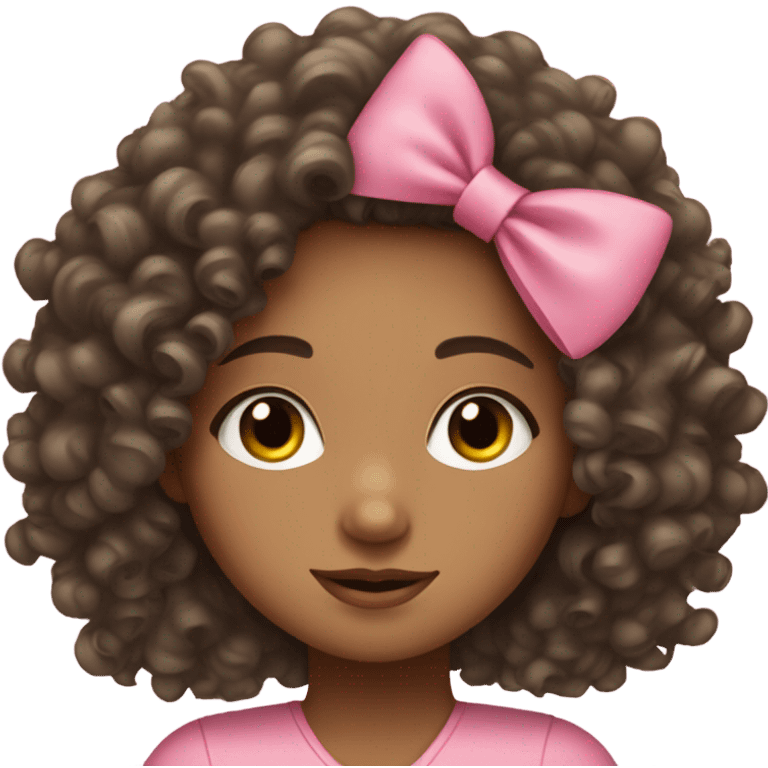 Curly haired Girl with a Pink bow emoji