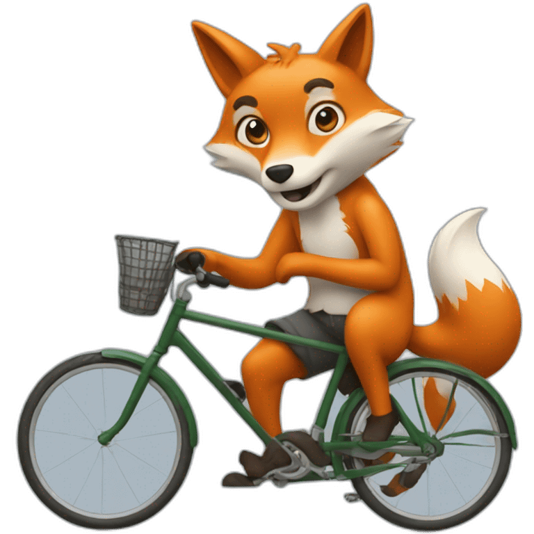 A fox delivering out a bike to a customer emoji