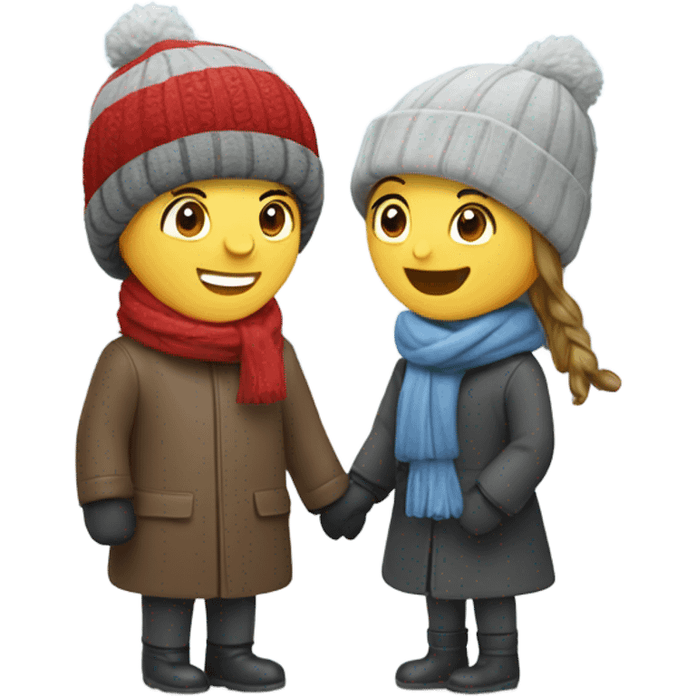 happy couple in winter scene emoji