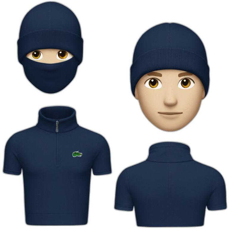 white boy lacoste balaclava with lacoste emoji