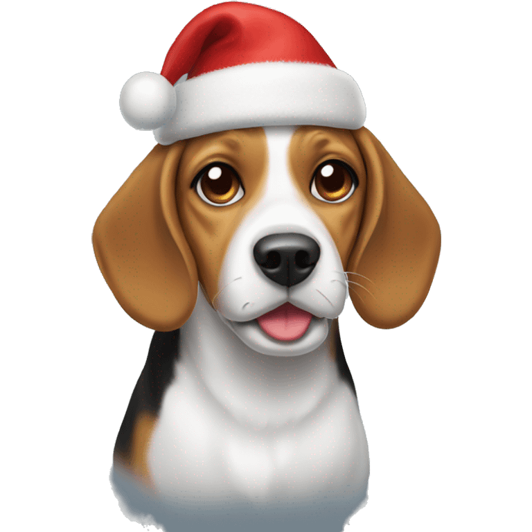 Beagle with xmas hat emoji