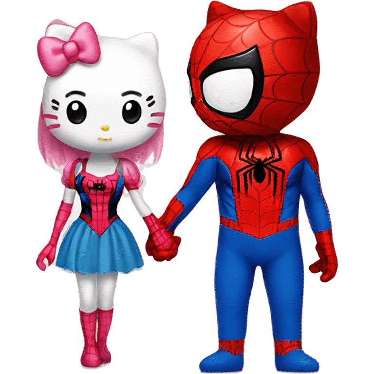 Spider man and hello kitty holding hands emoji