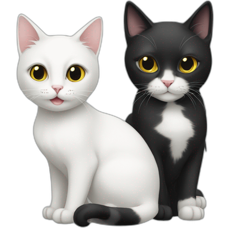 White cat and Black cat emoji