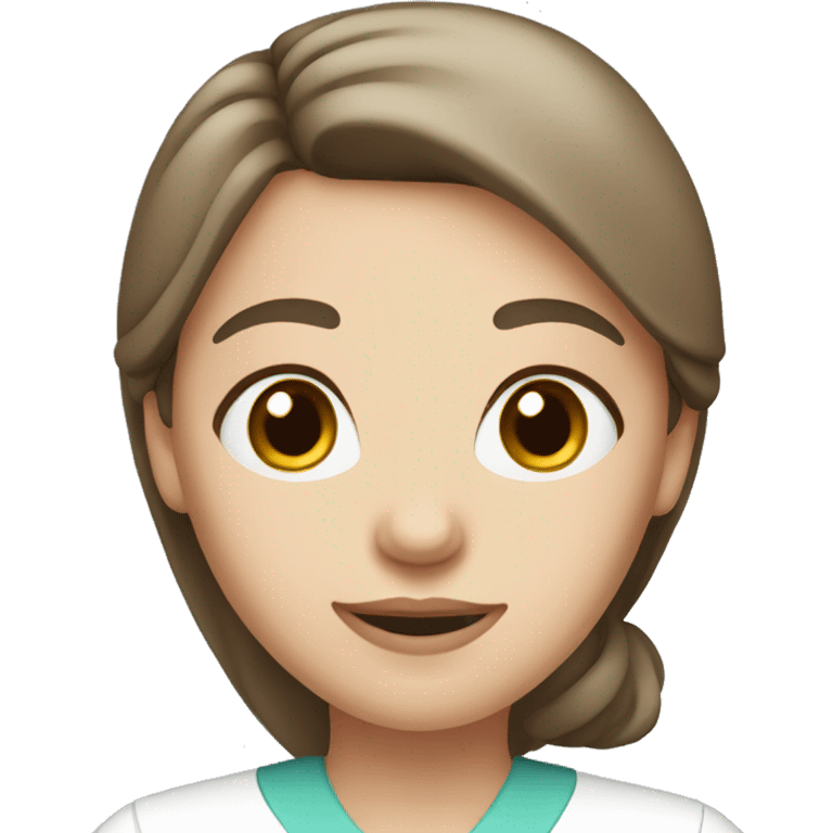 Female vet nurse with brown eyes brown hair and white skin emoji