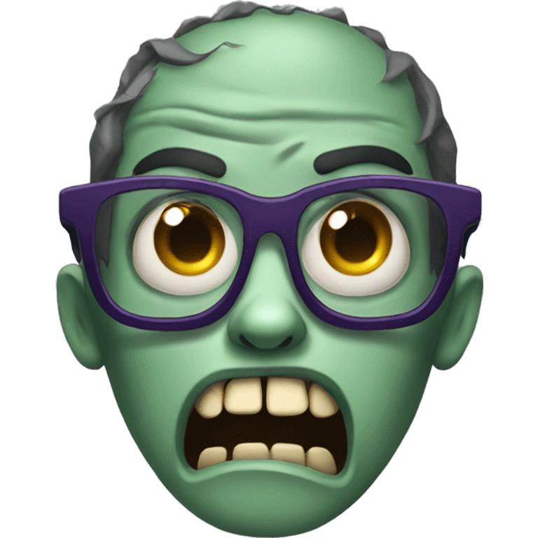 scared zombie with glasses emoji