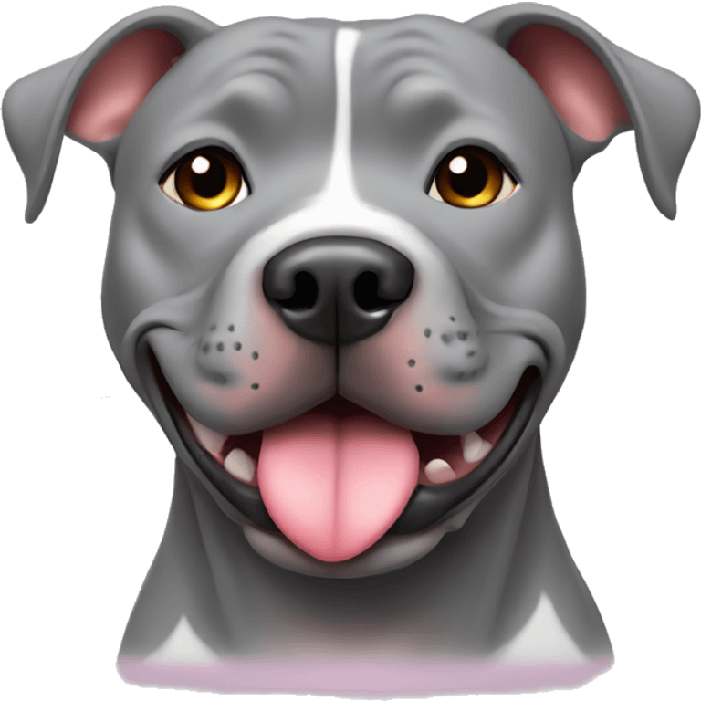 Grey pitbull with hearts around head emoji