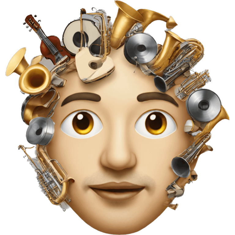 Person face portrait made entirely of musical instruments  emoji