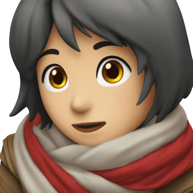 Mikasa emoji with a red scarf   emoji