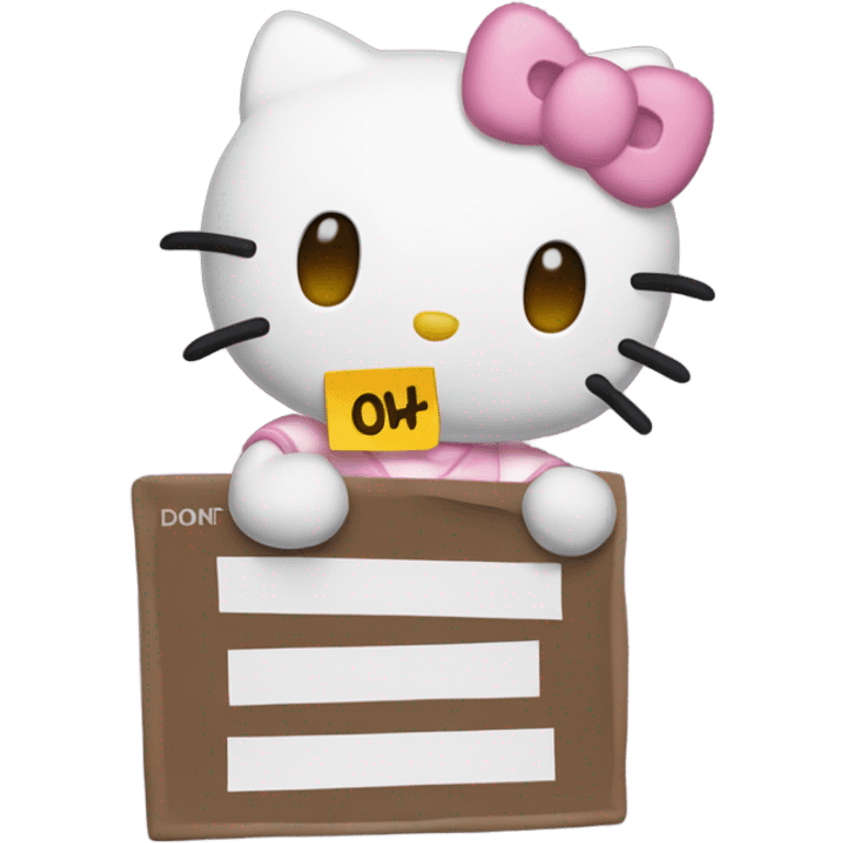 Hello kitty holding a sign that says “don’t crash out” emoji