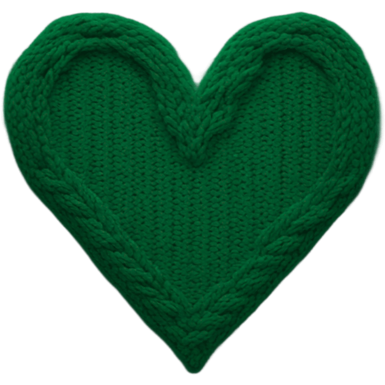 Knitted pattern in the shape of a heart and color is dark green emoji