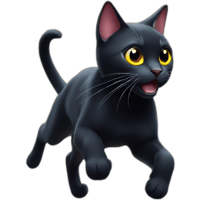 black cat chasing laser light emoji