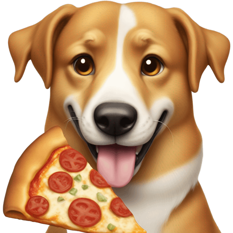 Dog eating a pizza emoji