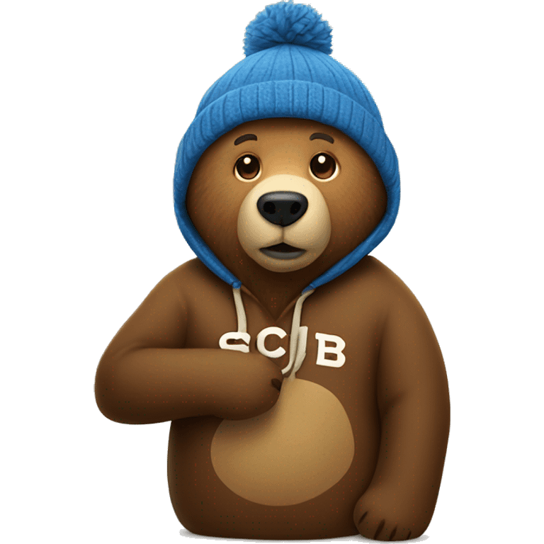 BEAR WEARING A BEANIE THAT SAYS "SCB" ON IT.  emoji