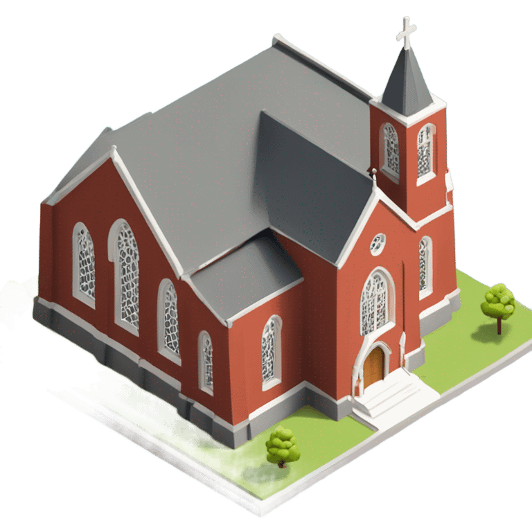 isometric red brick modern English church  emoji