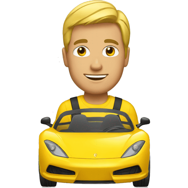 man in yellow sports car emoji