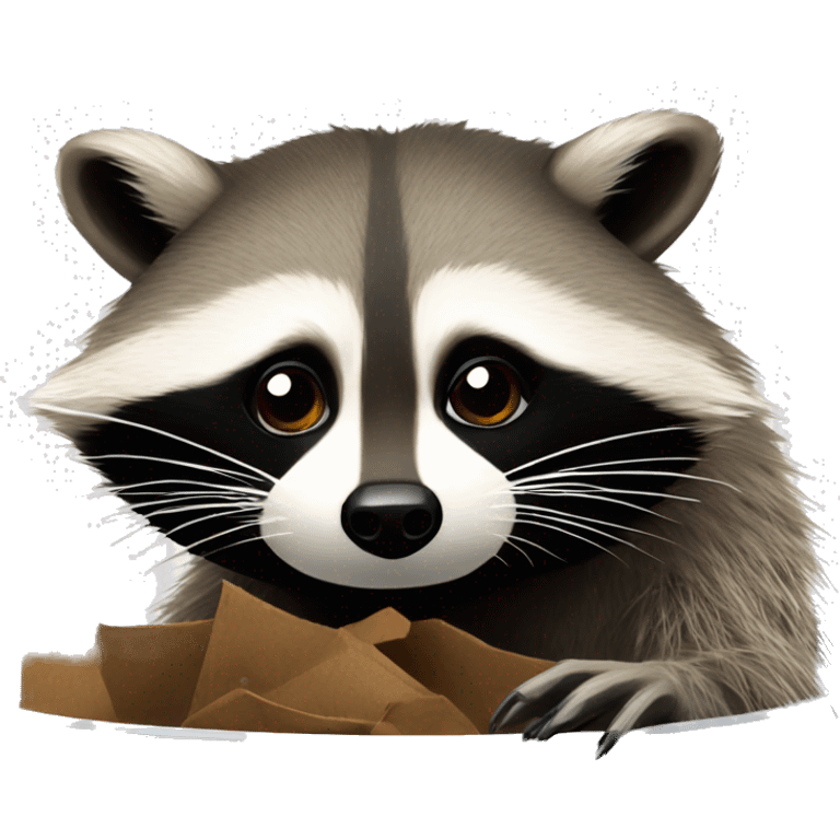 A raccoon digging in the trash emoji