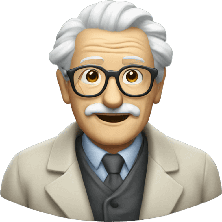 Old professor with glasses making money rain emoji