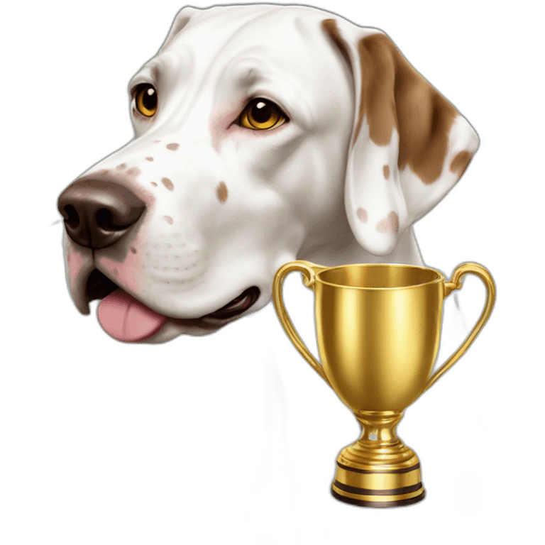 English pointer Emma with golden champion cup emoji