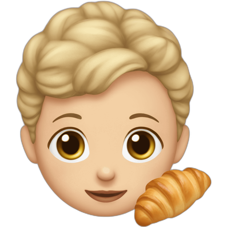 Bébé fille mange croissant emoji