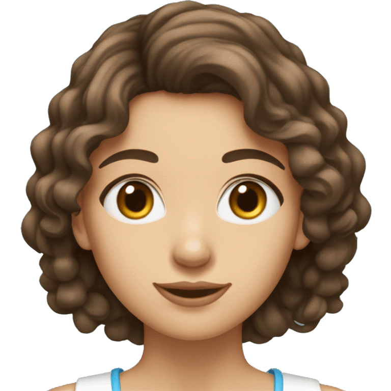 Femme brune cheveux bouclés avec yeux bleus blanche emoji