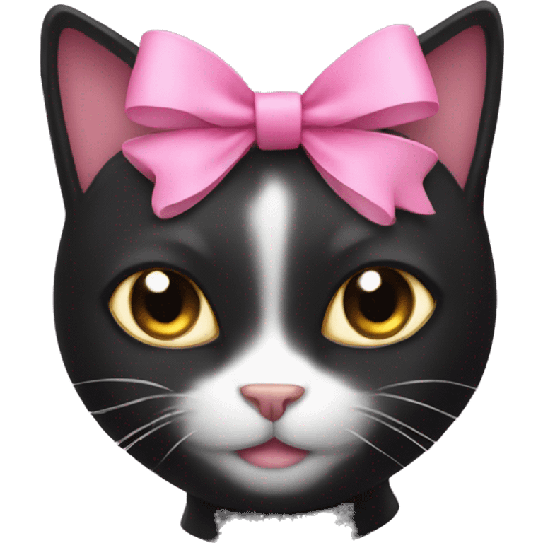 Black cat with pink bow emoji