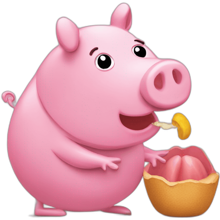 peppa pig eating a pig emoji