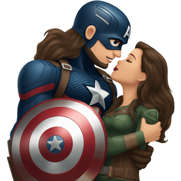 Captain America kissing brunette girl emoji