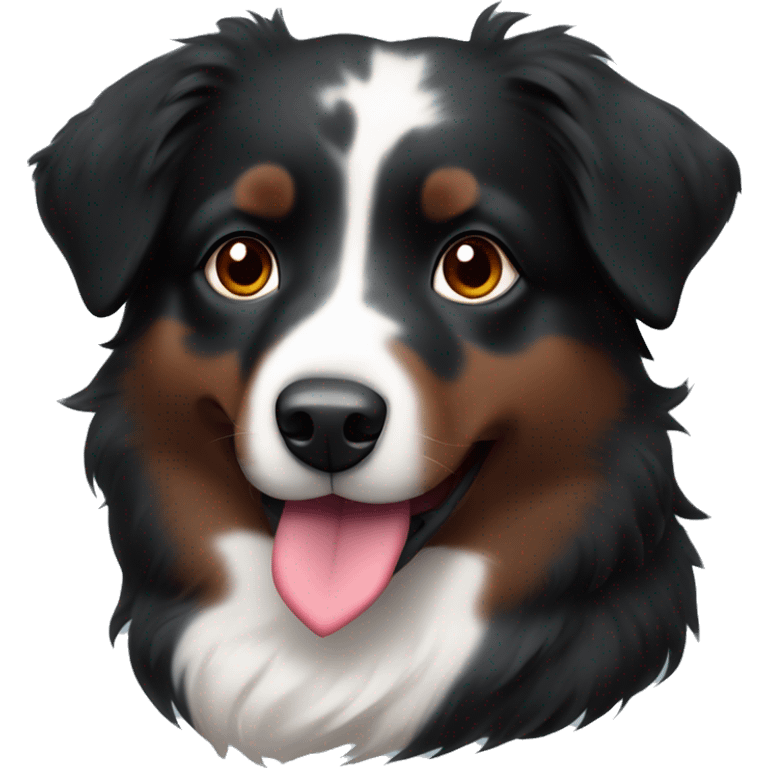 Small black australian shepherd dog with huge maroon heart emoji