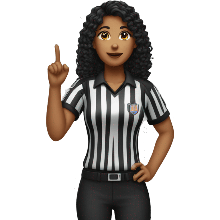 TALKING female basketball referee with black long curly hair emoji