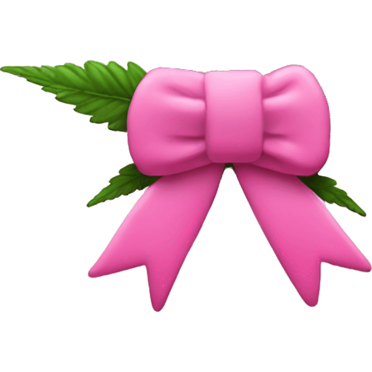 Pink marijuana leaf with a pink bow in top emoji