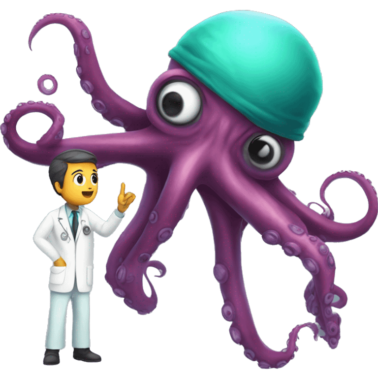 Alien Octopus with scared scientist  emoji