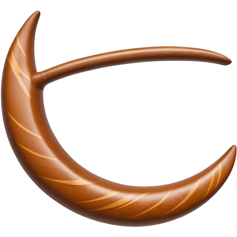 Cinematic Realistic Boomerang Emoji, depicted as a sleek, curved traditional Aboriginal tool rendered with detailed textures and a dynamic sense of motion, symbolizing cultural significance and natural craftsmanship under warm earthy lighting. emoji