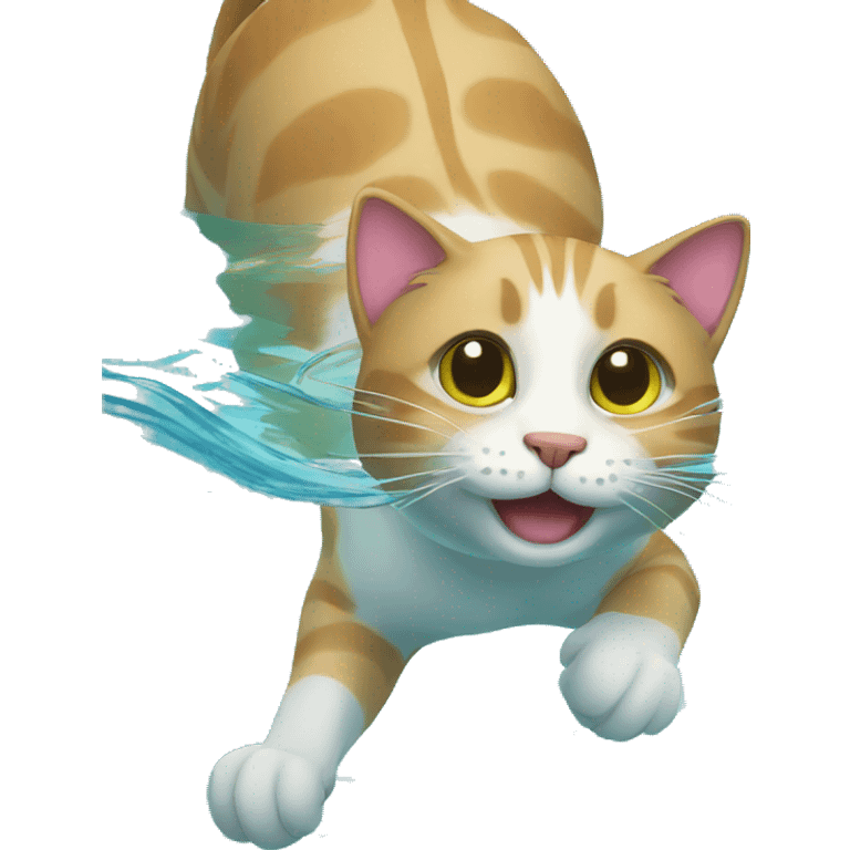 cat swimming in pool emoji