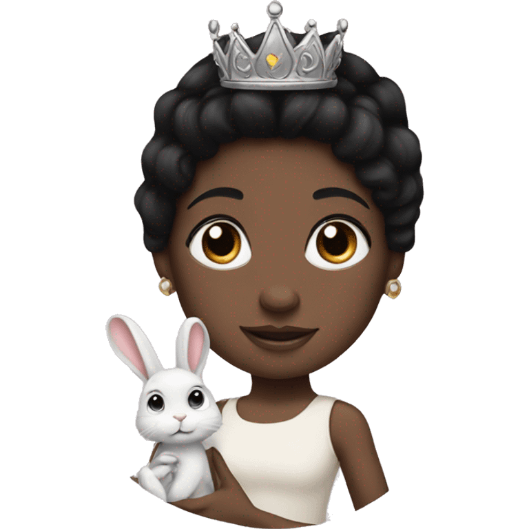 Black haired, white skin, princess with black haired bunny emoji