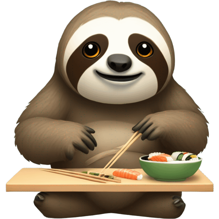 Sloth eating at a sushi bar emoji