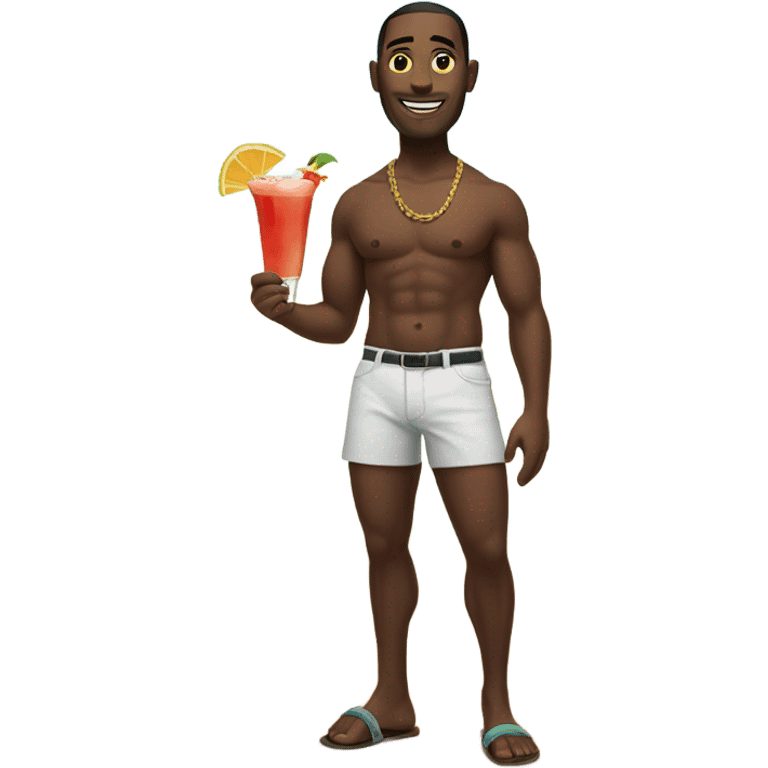 Man at beach with cocktail  emoji