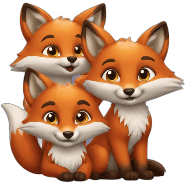 Three foxes  emoji