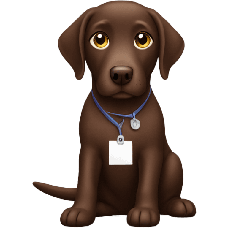 Chocolate lab working at computer emoji